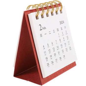 2024 Мини настолен хартиен стоящ календар Месечен планер Дневен ред График Календар Календар със спирално подвързване Офис аксесоари