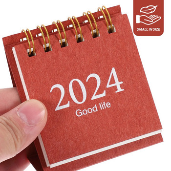2024 Mini Desktop Paper Standing Calendar Monthly Planner Agenda Πρόγραμμα Ημερολόγιο Spiral Binding Calendar Αξεσουάρ γραφείου