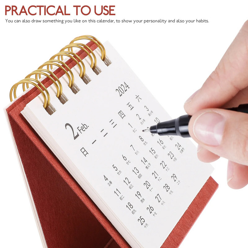 2024. gada mini darbvirsmas papīra pastāvīgais kalendārs mēneša plānotājs Darba kārtības grafiks kalendārs spirālveida iesiešanas kalendārs biroja piederumi