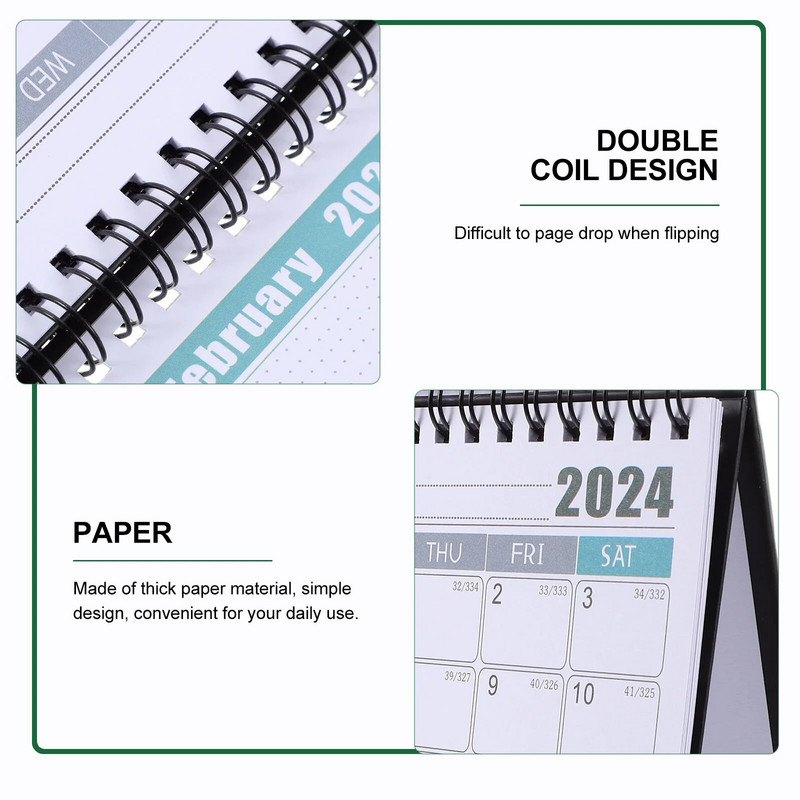 2024. gada rakstāmgalda kalendārs American Decor Office Ikmēneša rotā papīrs stāvoša piezīme Small