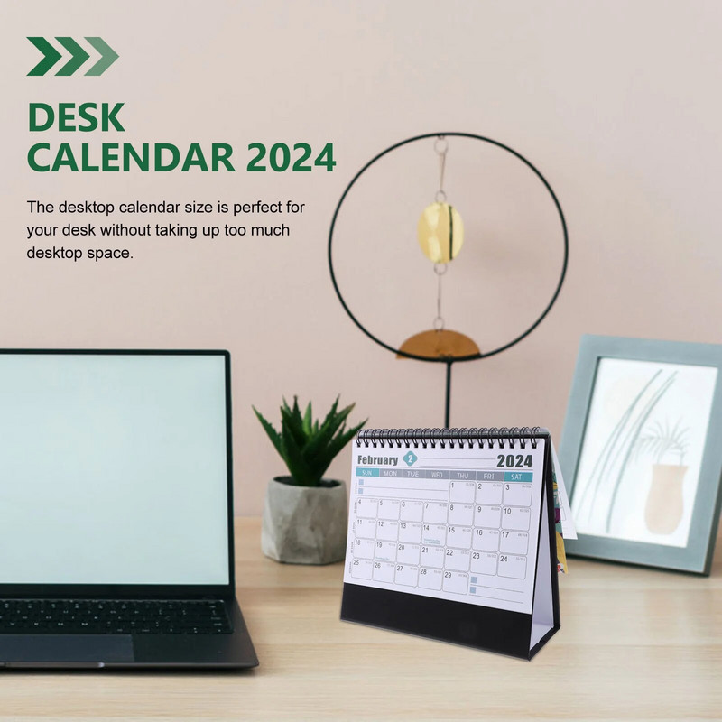 2024. gada rakstāmgalda kalendārs American Decor Office Ikmēneša rotā papīrs stāvoša piezīme Small