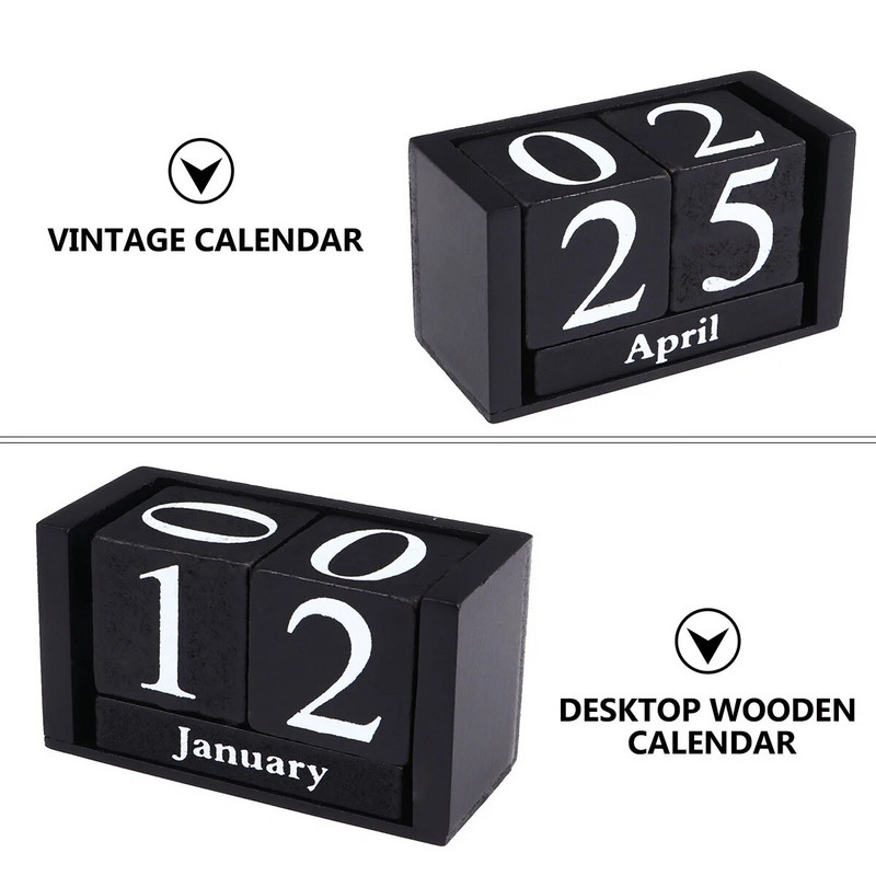 Puidust püsikalender Lauaplaadi sisustus Kodukontori kujundus Retro töölauale Vintage jõulud