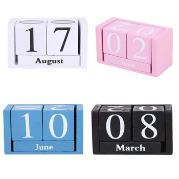 Винтидж дървен календар Eternal Blocks Month Date Display Desktop Acce