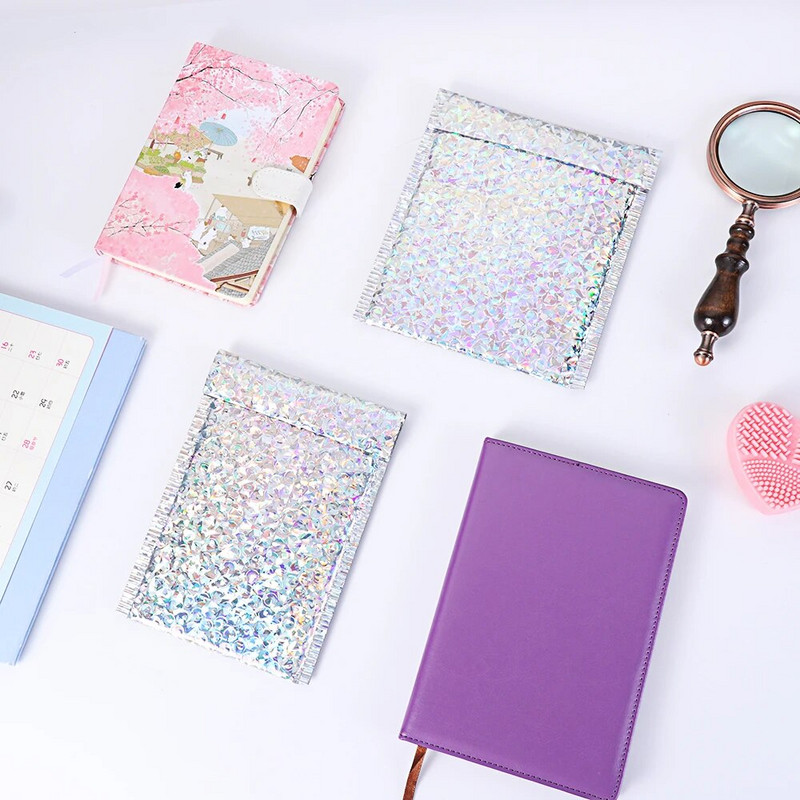 5 tk kuldne hõbedane lasermull ümbrik vahtfoolium postikott Holograafiline põrutuskindel postitaja ümbrikud kott kinkepakend