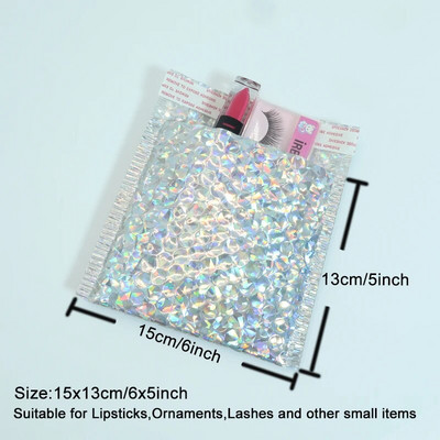 10 ΤΕΜ. 15x13cm Χρώμα Μεταλλικά Φούσκα Mailers Foil Bubble Bags Αλουμινένιες ταχυδρομικές τσάντες με αυτοσφραγισμένη τσάντα δώρου Φάκελοι με επένδυση