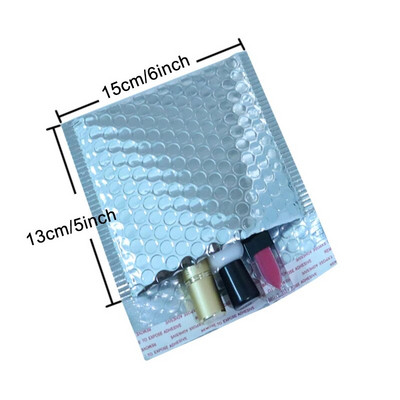 10 ΤΕΜ. 15x13cm Χρώμα Μεταλλικά Φούσκα Mailers Foil Bubble Bags Αλουμινένιες ταχυδρομικές τσάντες με αυτοσφραγισμένη τσάντα δώρου Φάκελοι με επένδυση