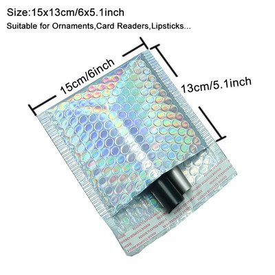 10 ΤΕΜ. 15x13cm Χρώμα Μεταλλικά Φούσκα Mailers Foil Bubble Bags Αλουμινένιες ταχυδρομικές τσάντες με αυτοσφραγισμένη τσάντα δώρου Φάκελοι με επένδυση