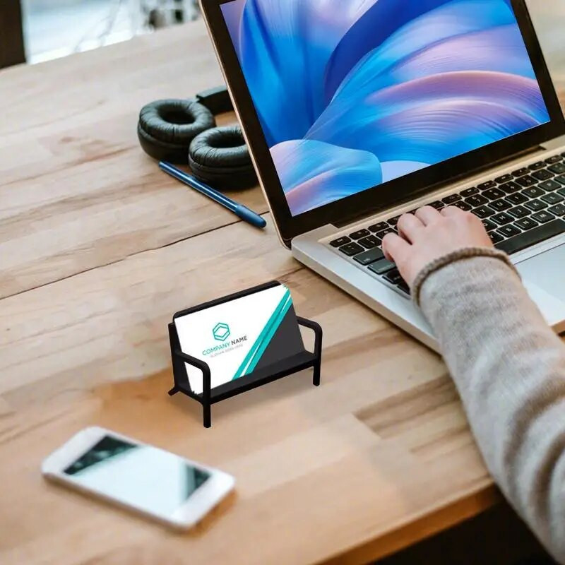 Βάση επαγγελματικής κάρτας Κάρτα αποθήκευσης Βιτρίνα σε σχήμα καναπέ Θήκη για επιτραπέζια κάρτα για έκθεση διακοσμητική μεταλλική κάρτα