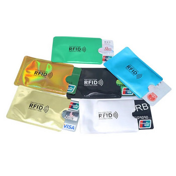 8 бр. Mix Anti RFID Wallet Blocking Reader Lock Id Bank Card Holder Id Bank Card Case Protection Metal Credit NFC Holder Алуминиев