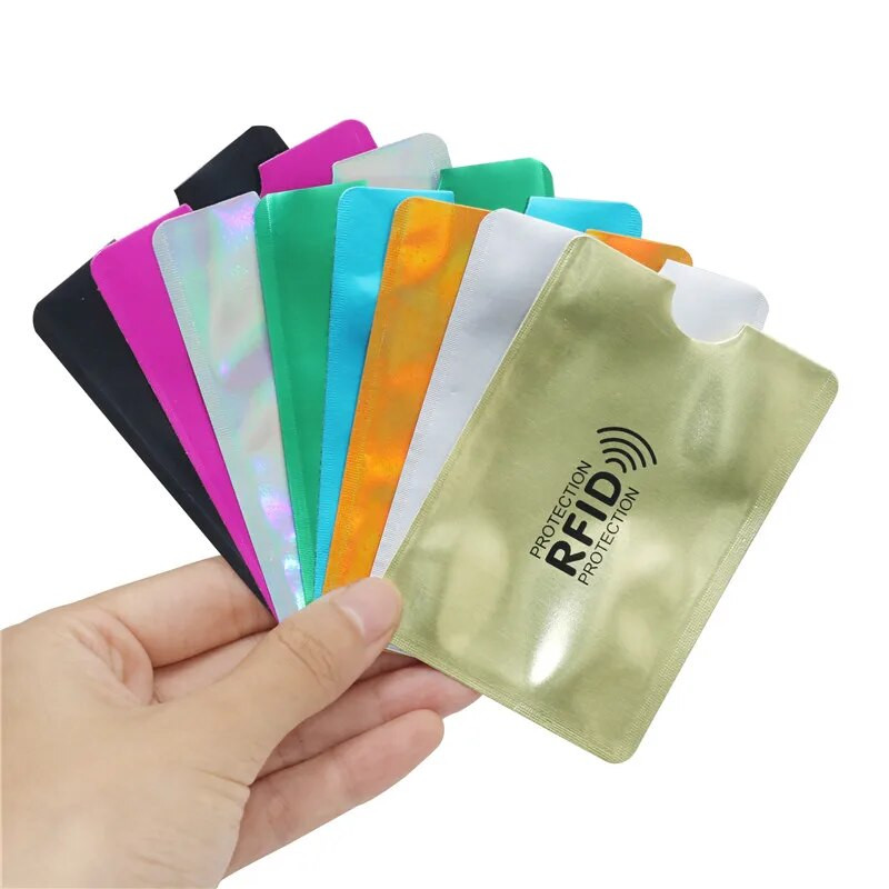 8 vnt mišinio anti RFID piniginės blokavimo skaitytuvo užraktas banko kortelės laikiklio ID banko kortelės dėklo apsauga metalinis kreditas NFC laikiklis aliuminis