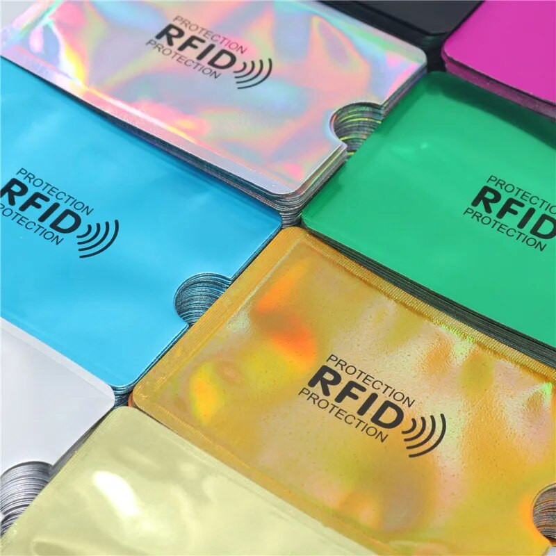 8 vnt mišinio anti RFID piniginės blokavimo skaitytuvo užraktas banko kortelės laikiklio ID banko kortelės dėklo apsauga metalinis kreditas NFC laikiklis aliuminis