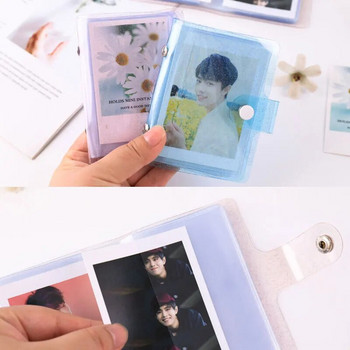 Фотоалбум в желеобразен цвят за мини картичка Албум със стикери за снимки Мини фотоалбум Снимки Instax Албум Прозрачен блестящ държач за карти