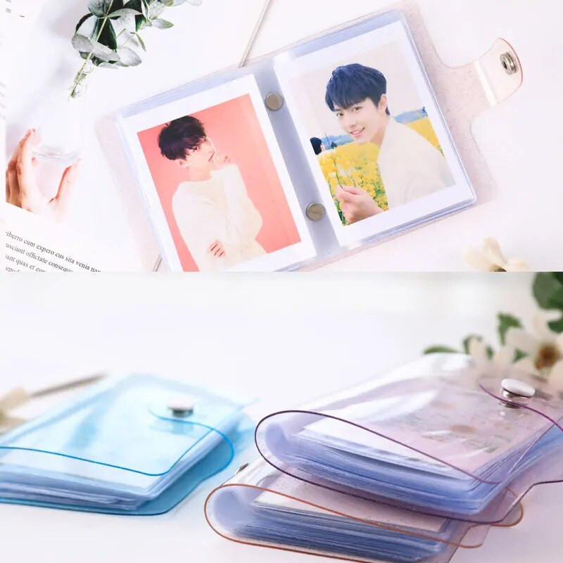 Tarretisevärviline fotoalbum minikaardi fotokleebiste albumile Mini fotoalbumi fotod Instax albumi läbipaistev sädelev kaardihoidja