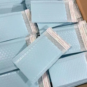 10 БР. Небесно сини пликове с мехурчета Самозапечатваща се пощенска чанта Пликове с мехурчета Сватбена поздравителна картичка Подаръчна чанта Пликове за доставка