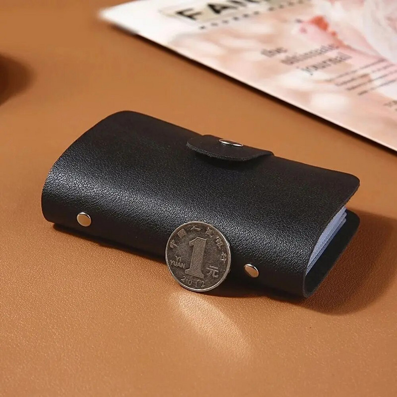 Uus nahkfunktsiooniga 24 bitine kaardiümbris Visiitkaardihoidja Mehed Naiste Krediitpassikaardi kott ID Passikaardi rahakott 8 värvi