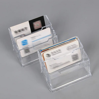 Прозрачен калъф за визитки Настолен висок клас акрилен държач за карти Кутия за съхранение Дисплей Поставка Организатор