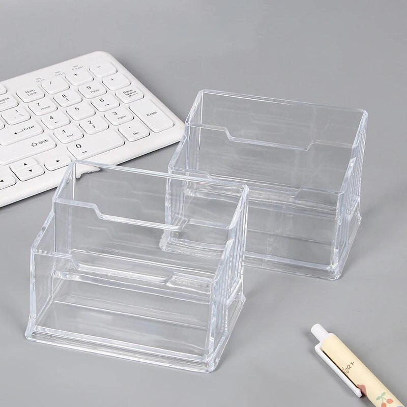 Δημιουργική διαφανής θήκη επαγγελματικών καρτών Ακρυλική επιφάνεια εργασίας μεγάλης χωρητικότητας έως 70 φύλλων Θέση υποδοχής κάρτας Κουτί αποθήκευσης Οθόνη