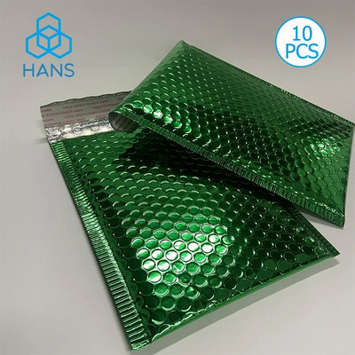 10 БР. Зелени полиетиленови мехурчета Самозапечатващи се опаковки за подаръци Тежкотоварни метални балончета Подплатени пликове Транспортни чанти
