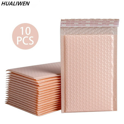10 db Rózsaszín polietilén buborékos levelezők, párnázott borítékok, tömeges, buborékkal bélelt, burkolópapírral bélelt polírozótasakok szállítási csomagoláshoz, önzáró levelek
