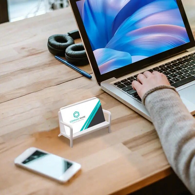 Visiitkaardihoidja Lauakaartide hoiulaud Vertikaalne hoidik Diivanikujuline vitriinkott fotodekoratiivplaadist metallkaardi jaoks