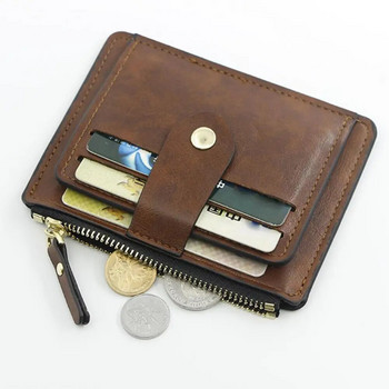Минималистичен портфейл Тънък портфейл с няколко гнезда Поставка за кредитна карта Изкуствена кожа Мъже Жени Бизнес портфейл с преден джоб