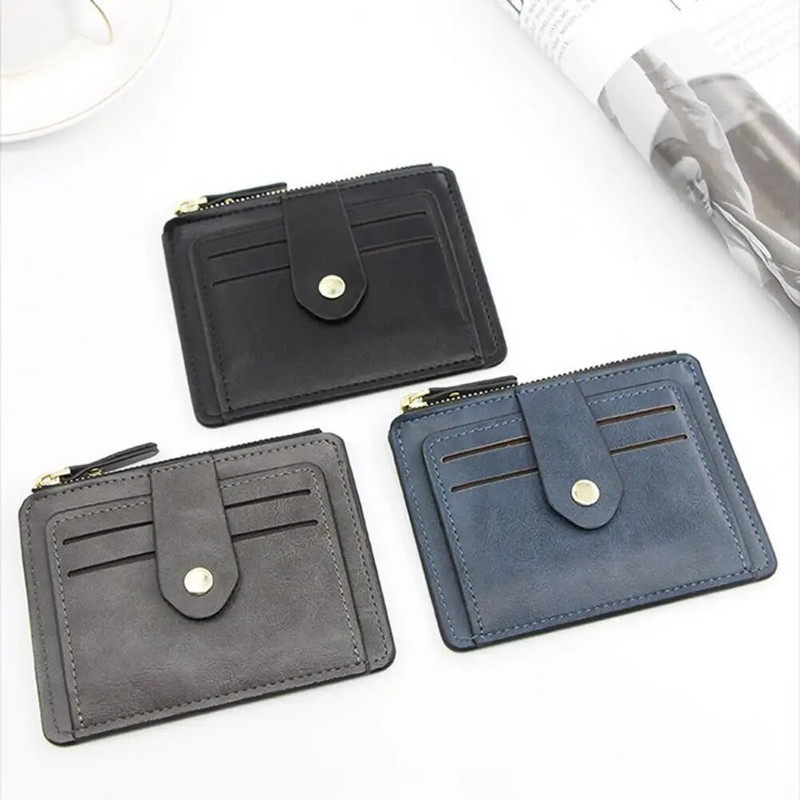 Μινιμαλιστικό πορτοφόλι Λεπτό πορτοφόλι πολλαπλών θέσεων Θήκη πιστωτικών καρτών από συνθετικό δέρμα Ανδρικό γυναικείο μπροστινό πορτοφόλι τσέπης Business