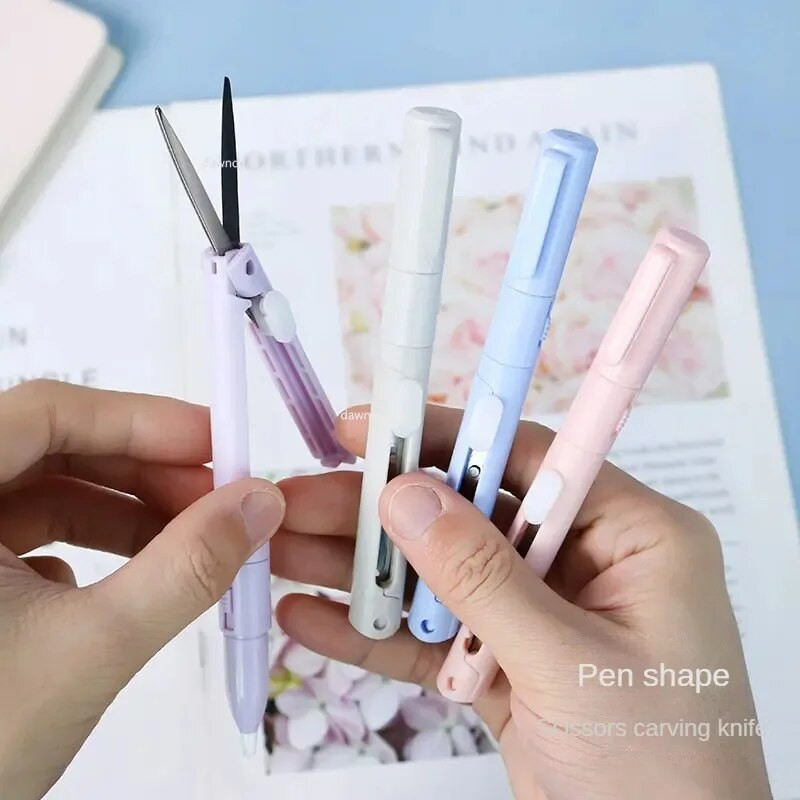 Μίνι έγχρωμο πτυσσόμενο ψαλίδι μαρκαδόρο φορητό μέγεθος Ασφαλές κεραμικό πετροκόπτης Βοηθητικό μαχαίρι για χαρτί εργασίας Ημερολόγιο Σχολείο