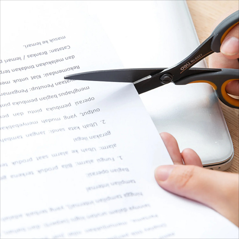 Nožnice Deli 175 mm z nehrdzavejúcej ocele, nepriľnavé, kancelárske, študentské, DIY, ručné remeselné, školské, náradie