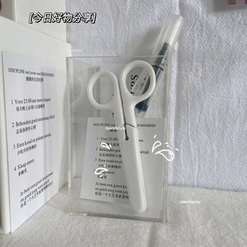 Мини ножица в бял цвят INS Style Преносим нож за рязане от неръждаема стомана за хартия, ръчна работа, канцеларски материали, офис училищен подарък