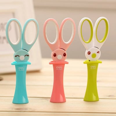 Deli 1pcs Scissors Kawaii Rabbit DIY HandCraft Scrapbook Scissors for kids safe Βοηθητικό μαχαίρι κοπής χαρτιού Σχολικό προμήθειο