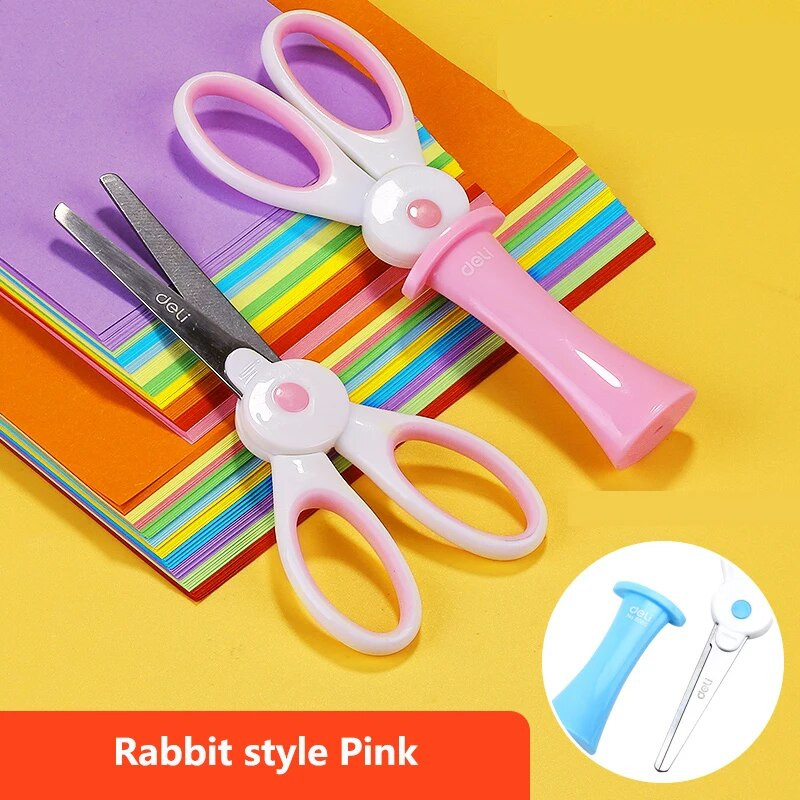 Deli 1 tk käärid Kawaii Rabbit DIY käsitsi käsitöö väljalõigete raamatu käärid lastele ohutud paberilõikamiseks mõeldud nuga koolitarbed