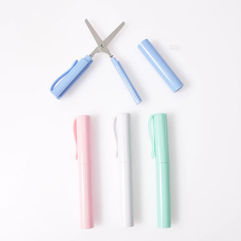1vnt nešiojamos rašiklio formos žirklės Creative Safe sulankstomos žirklės įrankis mokykliniai biuro reikmenys