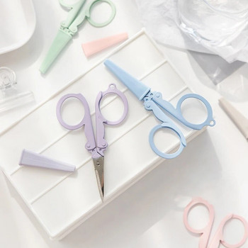 Креативни сгъваеми ножици Резачка за хартия Kawaii Morandi Преносими сладки ножици Направи си сам Scrapbooking Ръчно изработени инструменти Офис консумативи