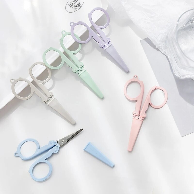 Kūrybinės sulankstomos žirklės Kawaii Morandi Popieriaus pjaustytuvas Nešiojamos mielos žirklės „Pasidaryk pats“ Scrapbooking Rankų darbo įrankiai Biuro reikmenys
