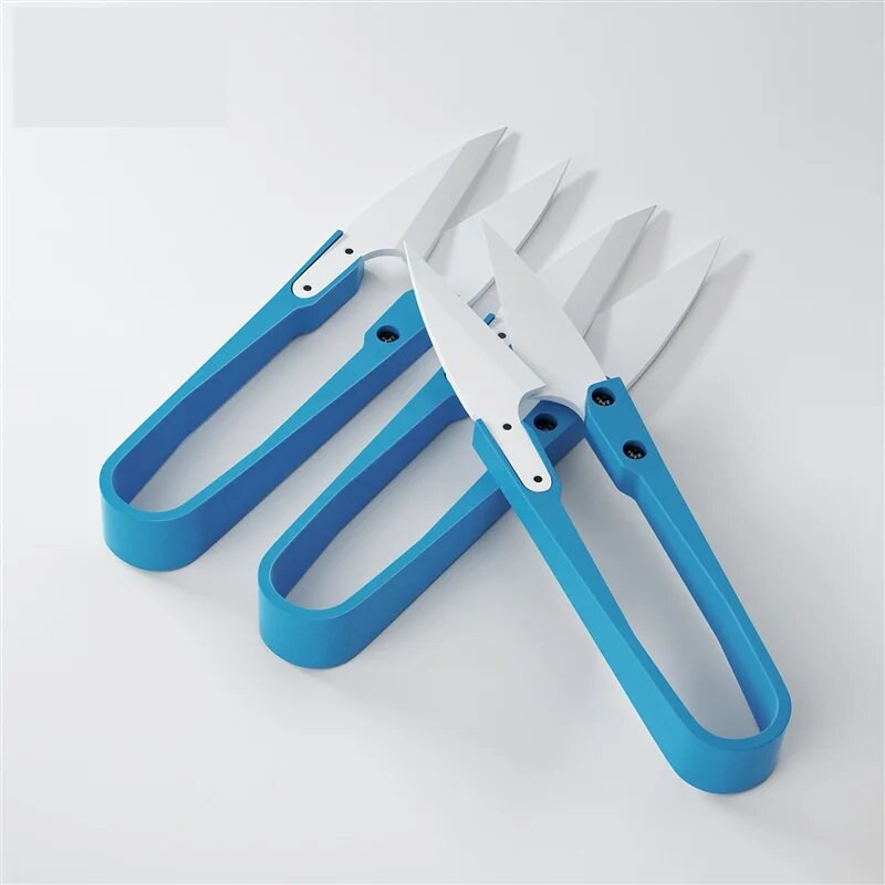 1 tk isoleeritud sinised keraamilised U-shear käärid mobiiltelefoni akukaabli jaoks, mittejuhtivad spetsiaalsed rätsepalõikuriista ohutuskäärid