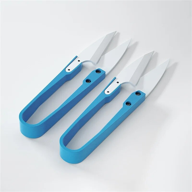 1 tk isoleeritud sinised keraamilised U-shear käärid mobiiltelefoni akukaabli jaoks, mittejuhtivad spetsiaalsed rätsepalõikuriista ohutuskäärid