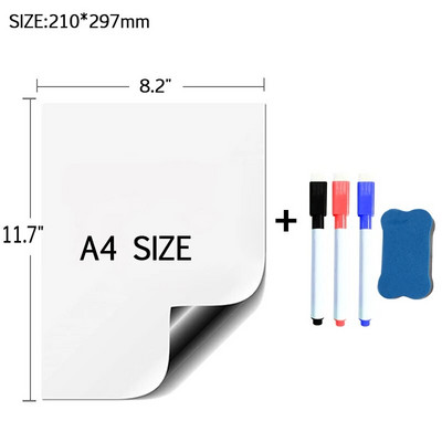 Magnettahvel külmkapi kaardikleebiste jaoks Magnet kustutatav digitaalne tahvel märkmete jaoks, joonistamine, lauakalender A4