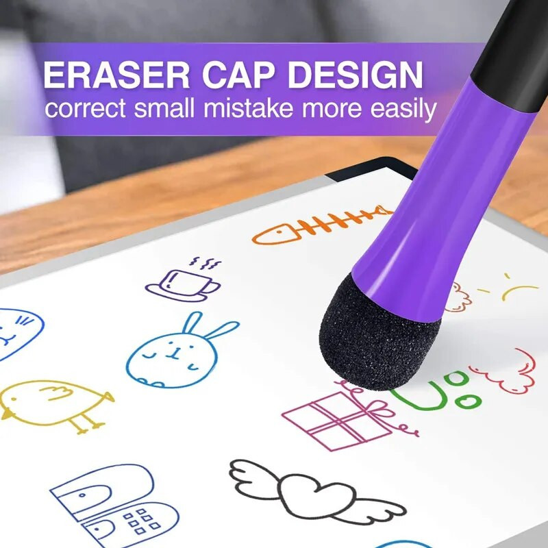 12 värvi magnetilised kuivkustutusmarkerid Kustutavad tahvli markerpliiatsid kustutuskummiga lastele Õpetajatele Klassiruumid Kontor