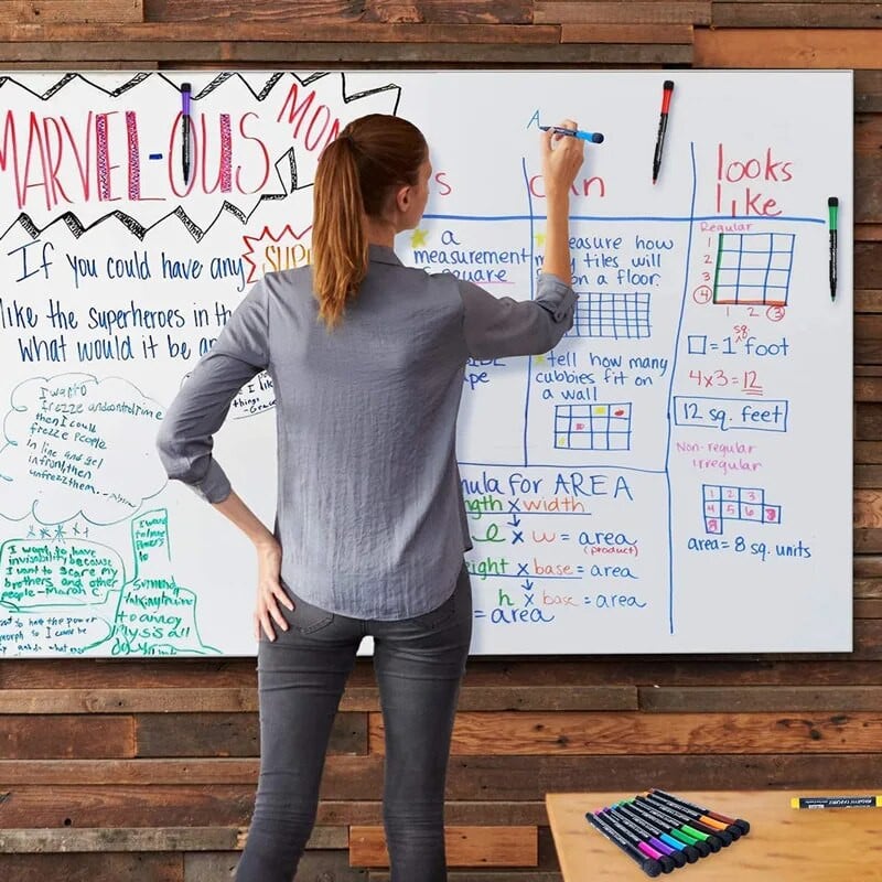 12 värvi magnetilised kuivkustutusmarkerid Kustutavad tahvli markerpliiatsid kustutuskummiga lastele Õpetajatele Klassiruumid Kontor