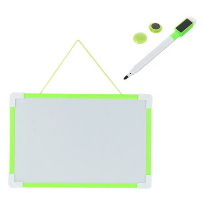 Maža sausai ištrinama lenta, magnetinė balta lenta su žymekliu, magnetinė pakabinama lenta, nešiojama mini dvipusė balta lenta