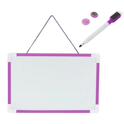 Maža sausai ištrinama lenta, magnetinė balta lenta su žymekliu, magnetinė pakabinama lenta, nešiojama mini dvipusė balta lenta