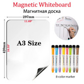 Μέγεθος A3 Magnetic Whiteboard Dry Wipe Weekly Monthly Planner Fridge Stickers Menu Calendar with 8 Color Marker