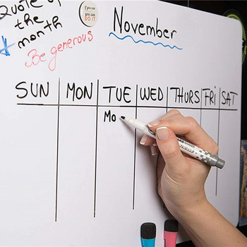 Μέγεθος A3 Magnetic Whiteboard Dry Wipe Weekly Monthly Planner Fridge Stickers Menu Calendar with 8 Color Marker