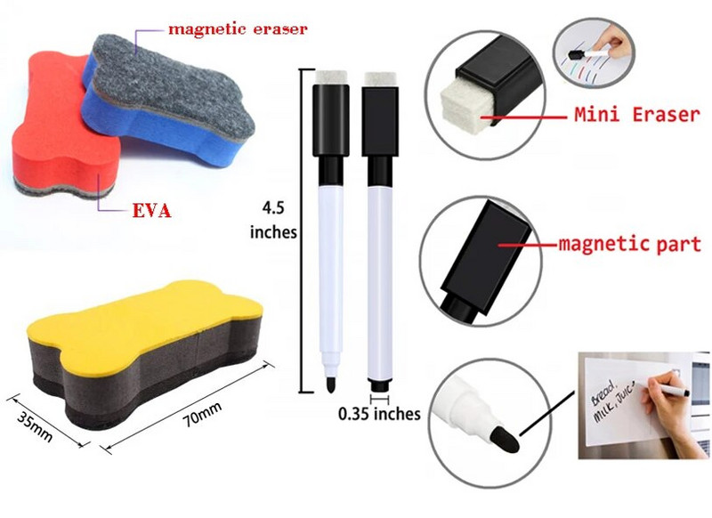 3 tk valge tahvel Vesivärvi pliiatsid Markerpliiatsid 1 tk kuivpuhastuskumm valge tahvel Veepõhine pliiats School Office akvarellpliiats