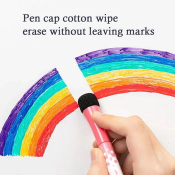 8 цвята магнитни химикалки за бяла дъска Адсорбируема изтриваема писалка за бяла дъска с четка Магнит за хладилник Детски цветен маркер за рисуване