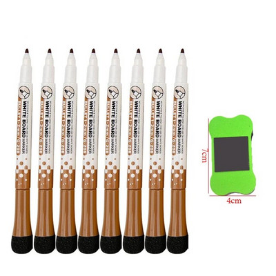 8 spalvų magnetinės lentos rašikliai Adsorbuojamasis trinamas lentos rašiklis su teptuko šaldytuvo magnetu Vaikų tapybos spalvų žymeklis