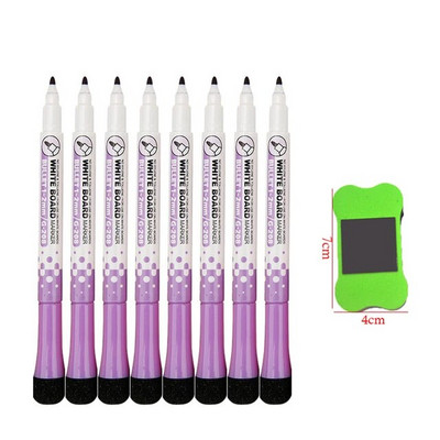 8 spalvų magnetinės lentos rašikliai Adsorbuojamasis trinamas lentos rašiklis su teptuko šaldytuvo magnetu Vaikų tapybos spalvų žymeklis