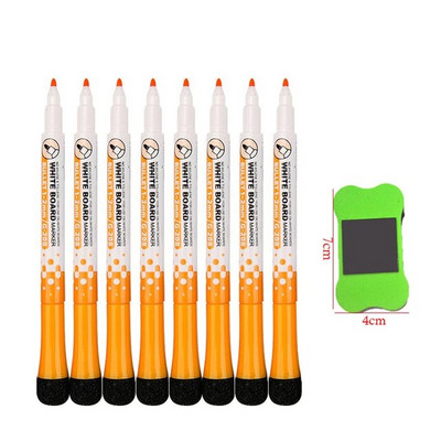 8 spalvų magnetinės lentos rašikliai Adsorbuojamasis trinamas lentos rašiklis su teptuko šaldytuvo magnetu Vaikų tapybos spalvų žymeklis