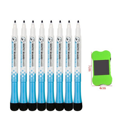 8 spalvų magnetinės lentos rašikliai Adsorbuojamasis trinamas lentos rašiklis su teptuko šaldytuvo magnetu Vaikų tapybos spalvų žymeklis