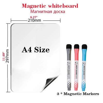 Μέγεθος A4 Μαγνητικός πίνακας Dry Erase White Board Μενού Αυτοκόλλητο Κουζίνας Ψυγείο Δείκτης πίνακας ημερολογίου προγραμματισμού